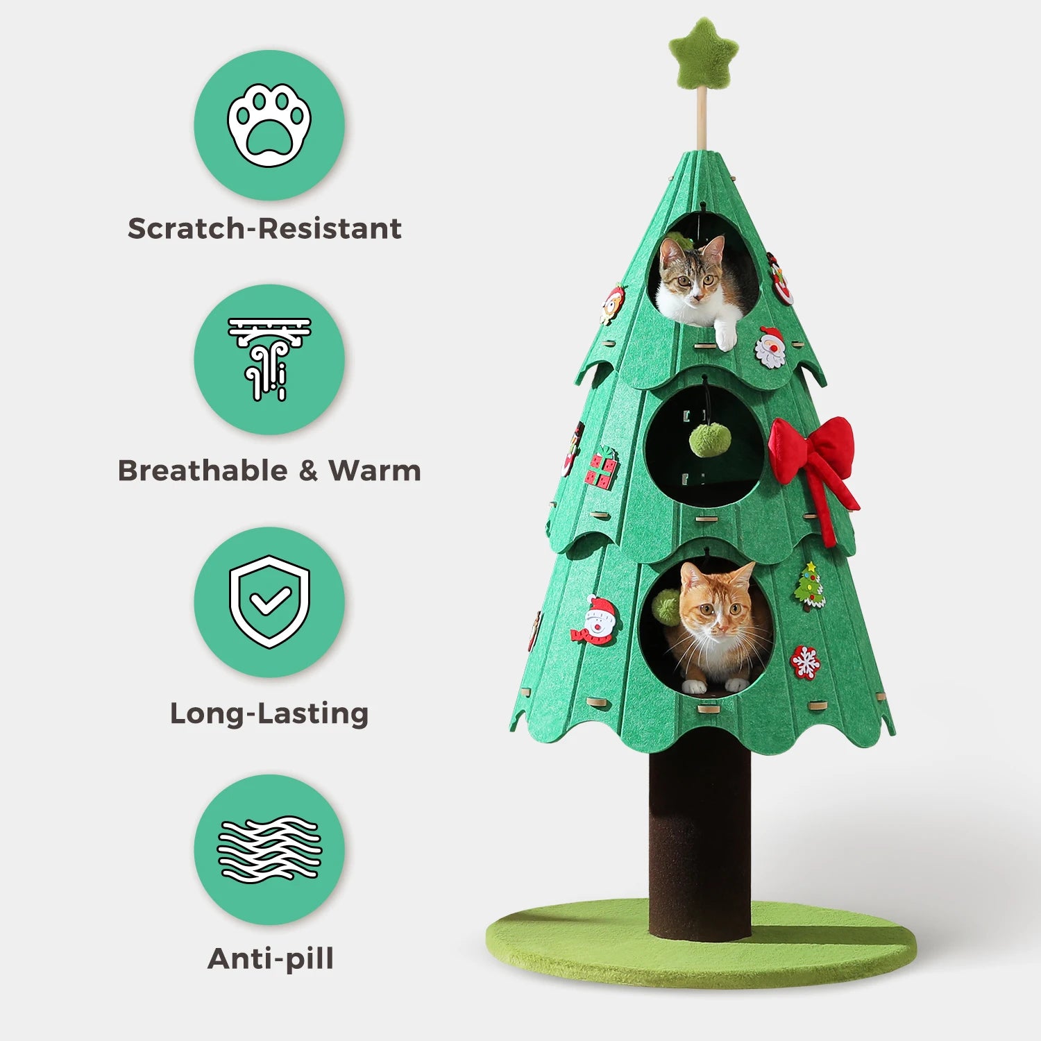 Christmas Cat Tree for Indoor Cats Cute Cat Tower with Cozy Condos Multi-Cat Climbing Furniture Large Cat Bed House Cat Toys