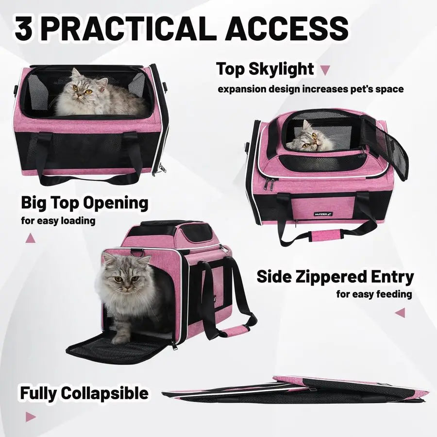 Cat Carrier 18x11x11, United Delta American Airline Approved Dog Travel Carrier, SoftSided Pet Carry Bag UnderSeat in Cabin, Pup