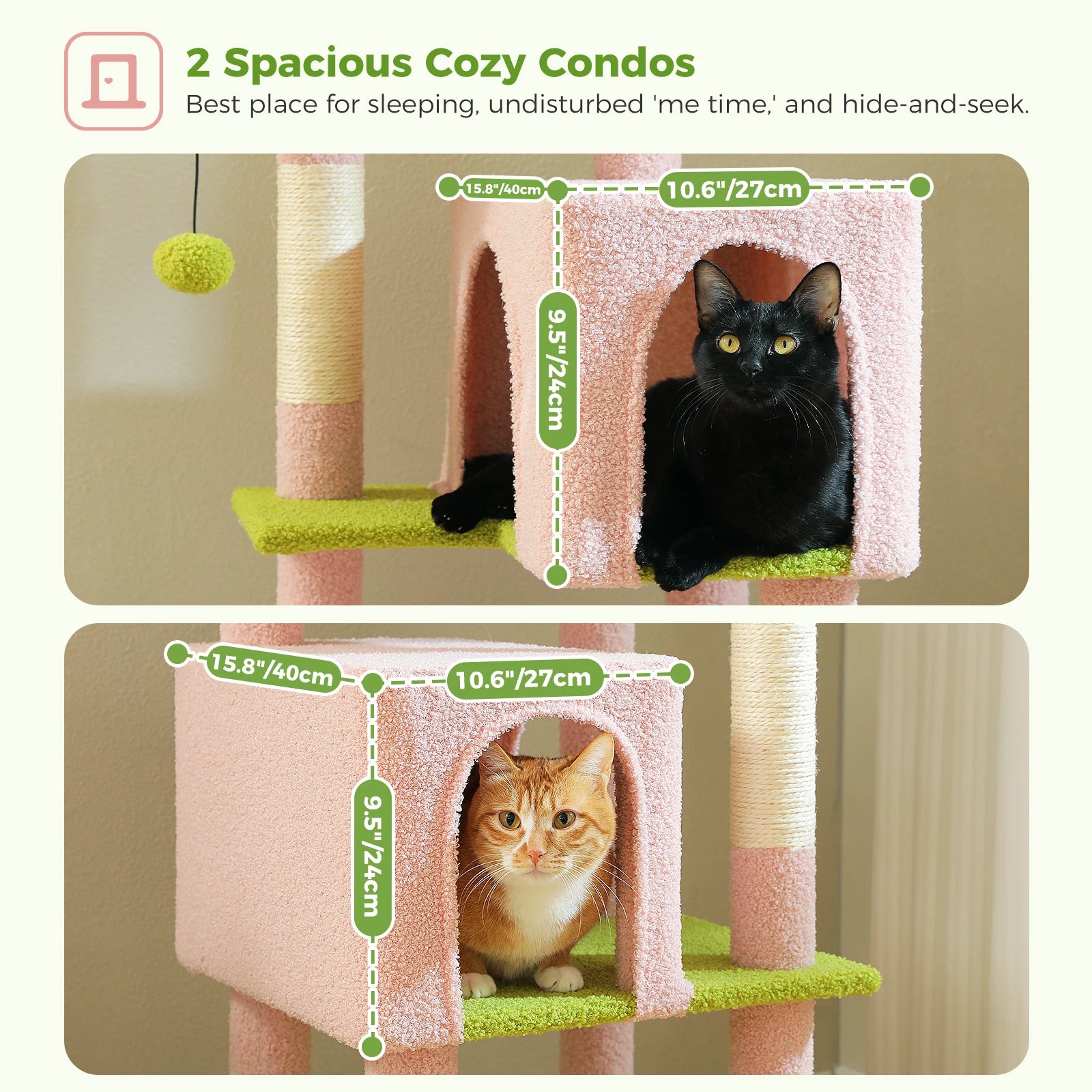 Multi-Level Cat Tree for Indoor Large Cat Tower with 2 Spacious Condos Scratching Posts Scratching Pad Cat Accessories Cat Toys