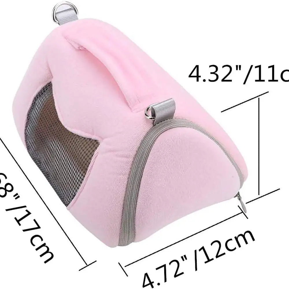 Hamster Carrier Bag Portable Outdoor Travel Handbag with Adjustable Single Shoulder Strap for Hamster Small Pets (Pink)