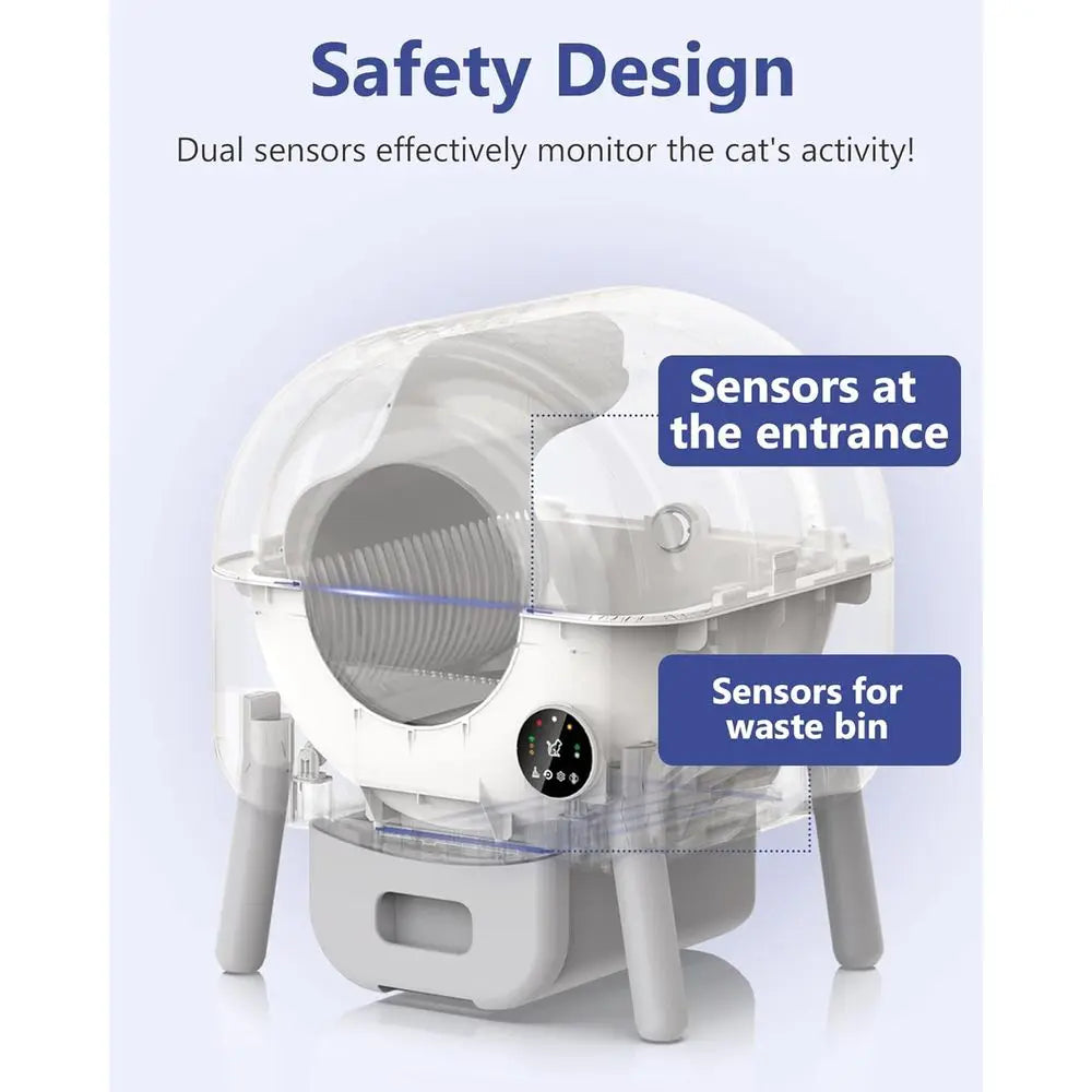 Smart Automatic Cat Litter Box for Multiple Felines with Dual Safety, App Control, and Easy Cleanup