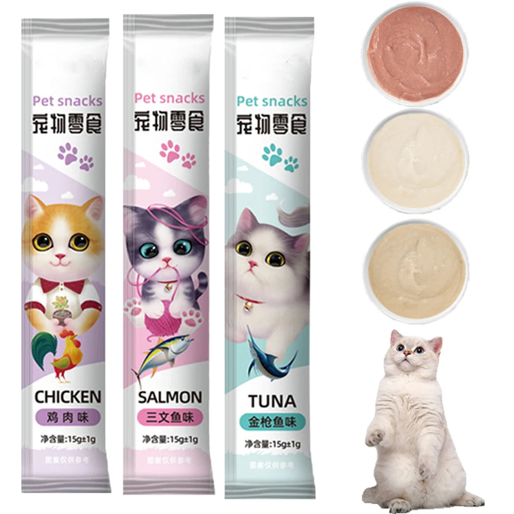 Cat Treats, Lickable, Squeezable Creamy Puree Cat Treat, 0.5 Ounces Each Tube, Chicken Flavor.