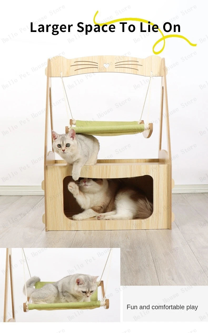 Multifunctional Luxury Cat Villa Double-story Pet House Four-season Universal Cat Nest Cat Hammock Pet Toys Pet Supplies