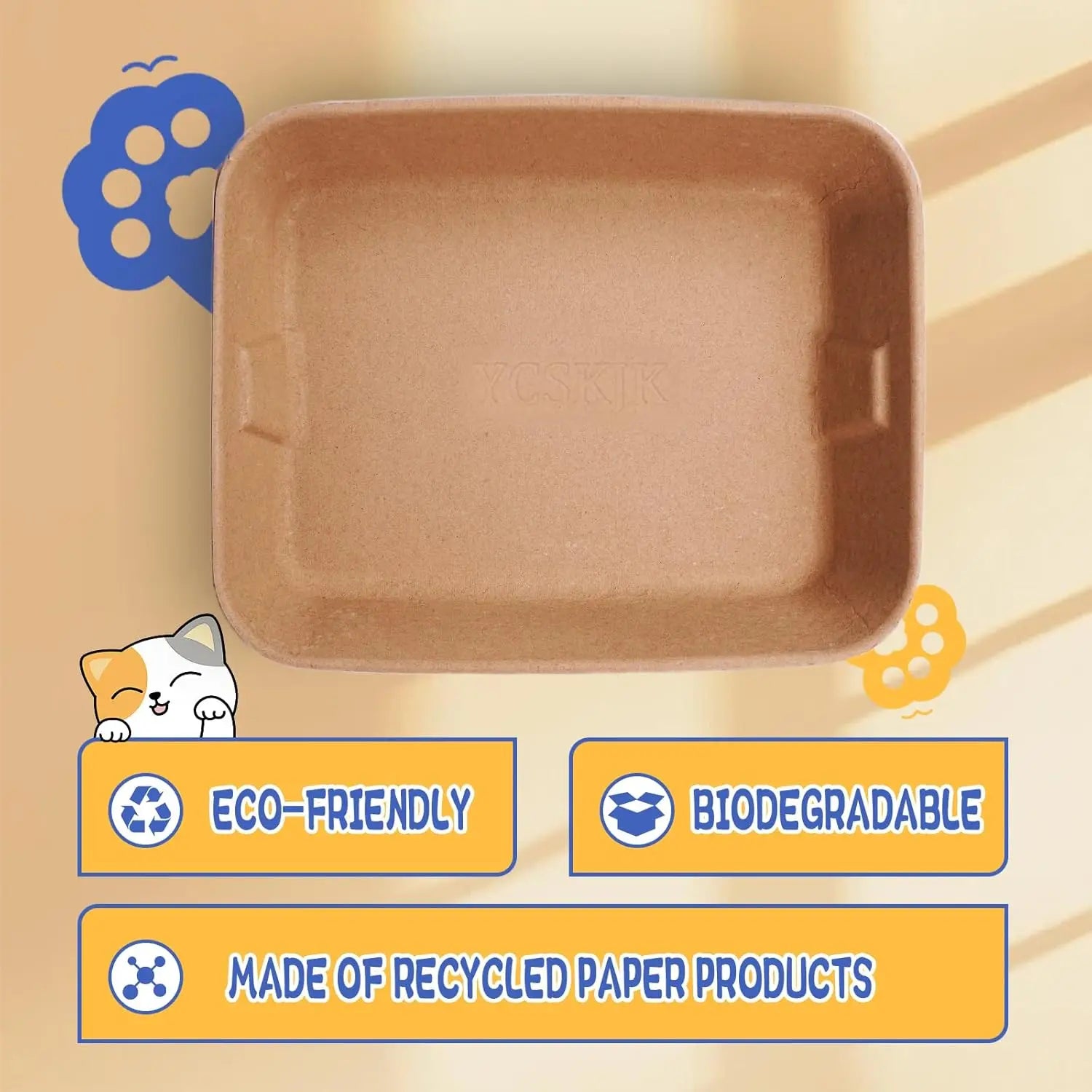 Extra Thick Large Disposable Cat Litter Box, Leak Resistant Durable Sustainable, Brown 6-Pack