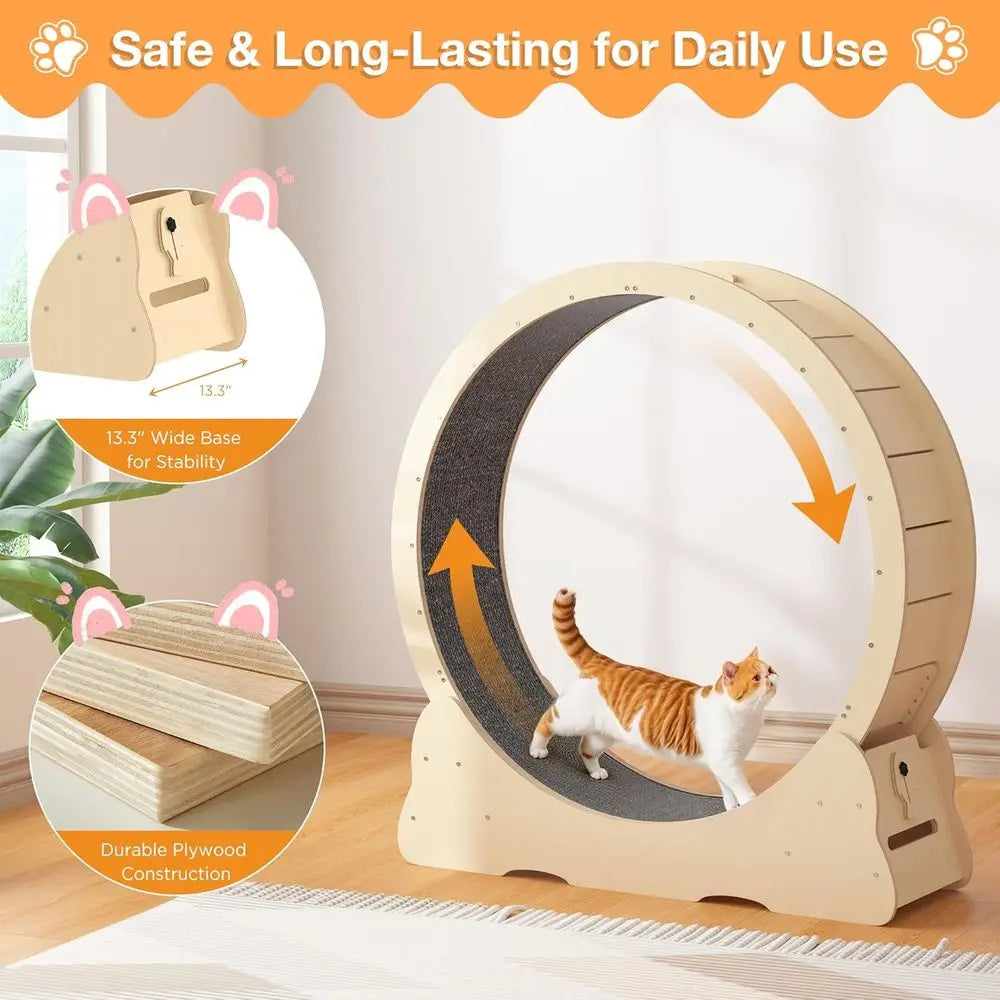 Extra-Large Silent Indoor Cat Exercise Wheel with Removable Carpet, 46 for Feline Fitness & Fun