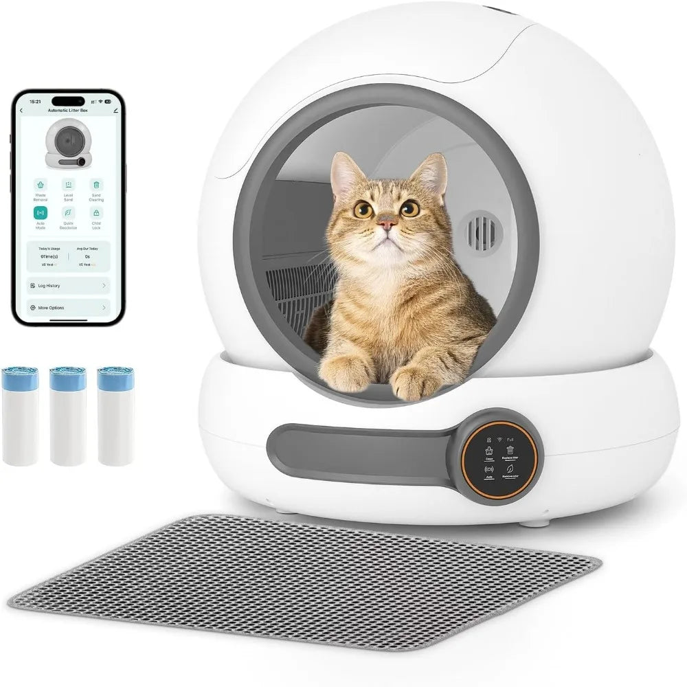 Self-Cleaning Litter Box with a 5.4-inch Low-Entry Design and Dual Safety Guards, Specially Crafted for Kittens, Dwarf Cats,Cust