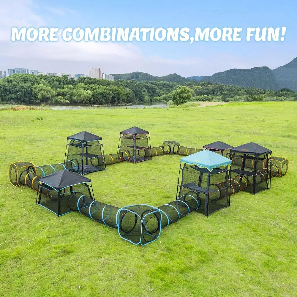 Large Catio Outdoor Cat Enclosure,2 Tier Pop Up Cat Tent, Spacious, Sturdy Outdoor Catio,Portable and Foldable Playpen Play Tent