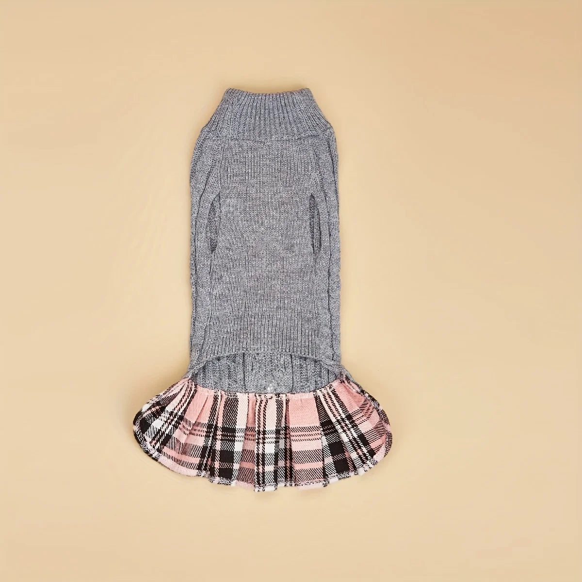 Dog Sweater Dress for Small Dogs with Bowtie Turtleneck Knitted Dog Dress Pet Dog Winter Clothes Warm Sweater for Yorkies Chihua