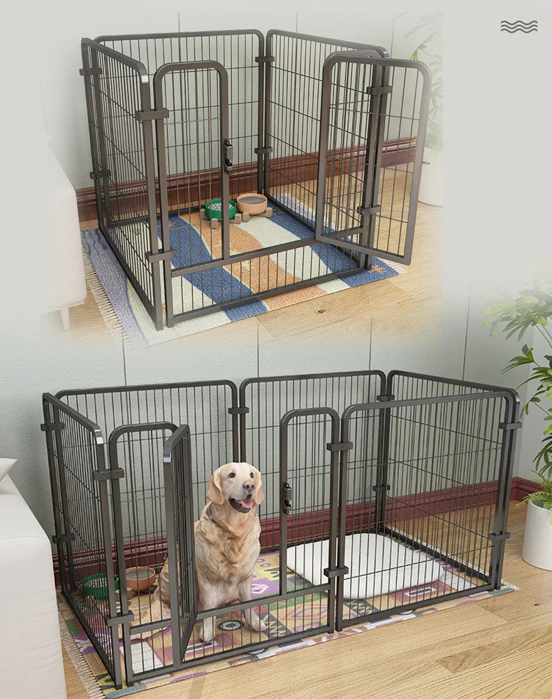 4/6 Panels Dog Fence Playpen Foldable Puppy Exercise Kennel Teddy Animal Escape Barrier Heavy Duty Cage for Dog Cat Rabbit Pet
