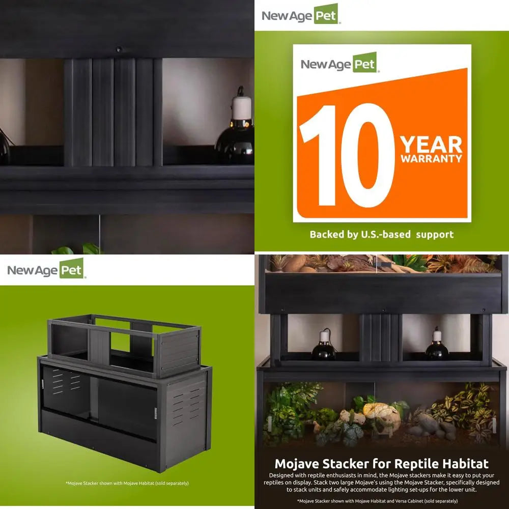 ECOFLEX Mojave Reptile Habitat Stacker in Large 48" Black for Lighting Support, Easy Clean, 10 Year Warranty