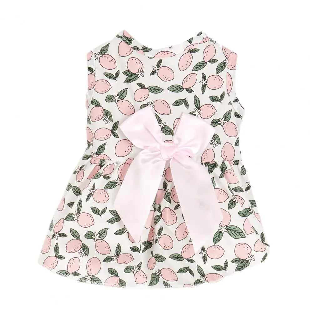 Beautiful Pet Skirt Decorating Cat Skirt Breathable Lemon Printing Summer Dog Two-legged Clothes