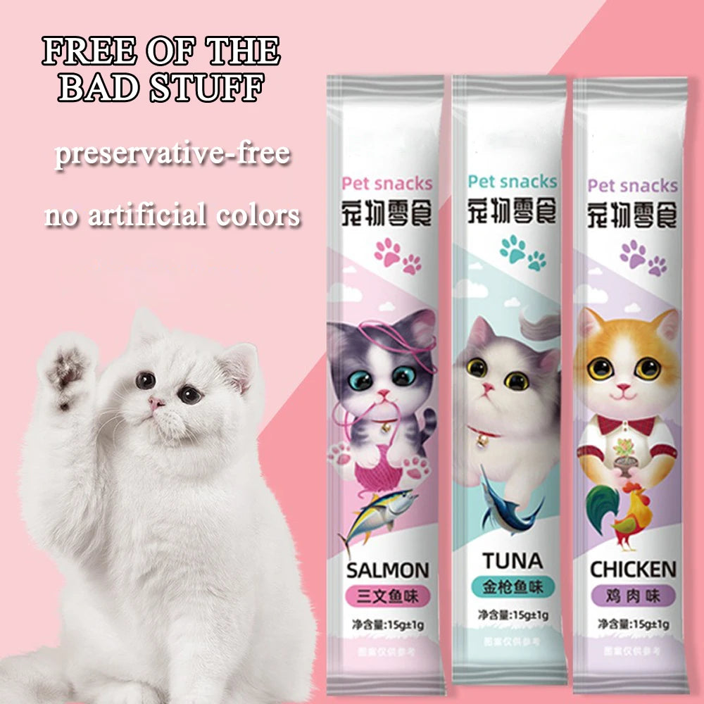 Cat Treats, Lickable, Squeezable Creamy Puree Cat Treat, 0.5 Ounces Each Tube, Salmon Flavor