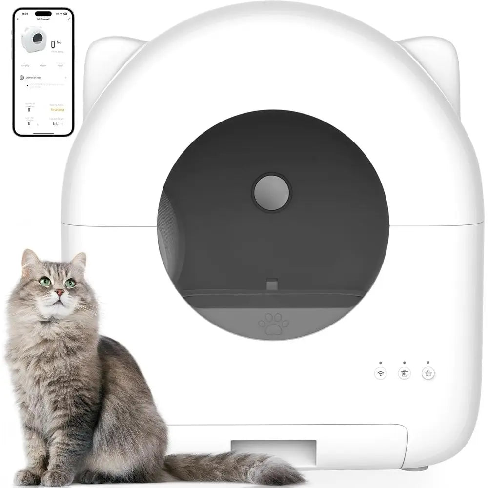 Large Capacity Smart Cat Litter Box with App Control, Safety, Trash Bags, Deodorizer & Cleaning Brush