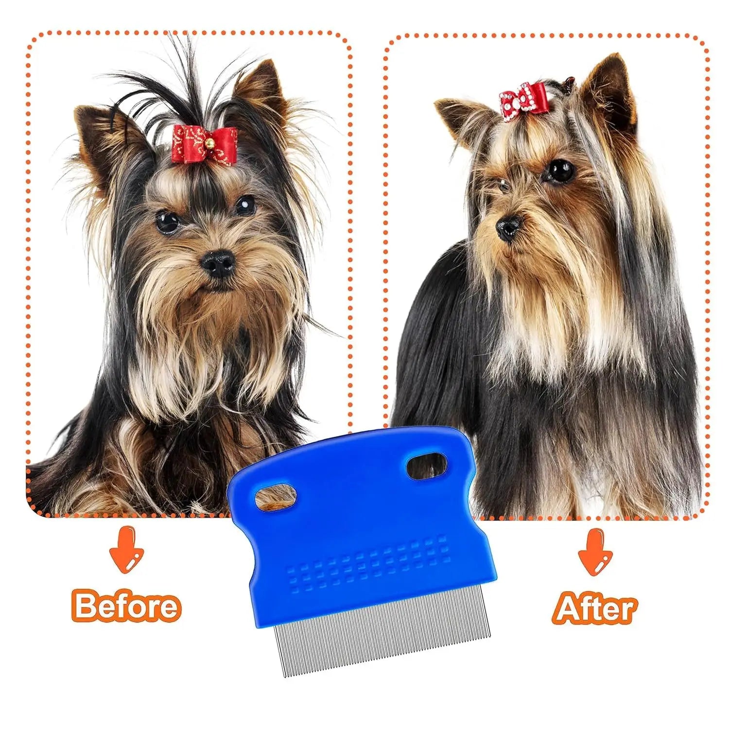 5-Pack Flea Combs. Stainless steel, double-sided for pet grooming & tear stain removal.