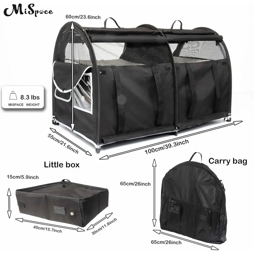 Collapsible Pet Carrier for Cats: Travel Carrier with Hammock, Mat, Litter Box & Carry Bag