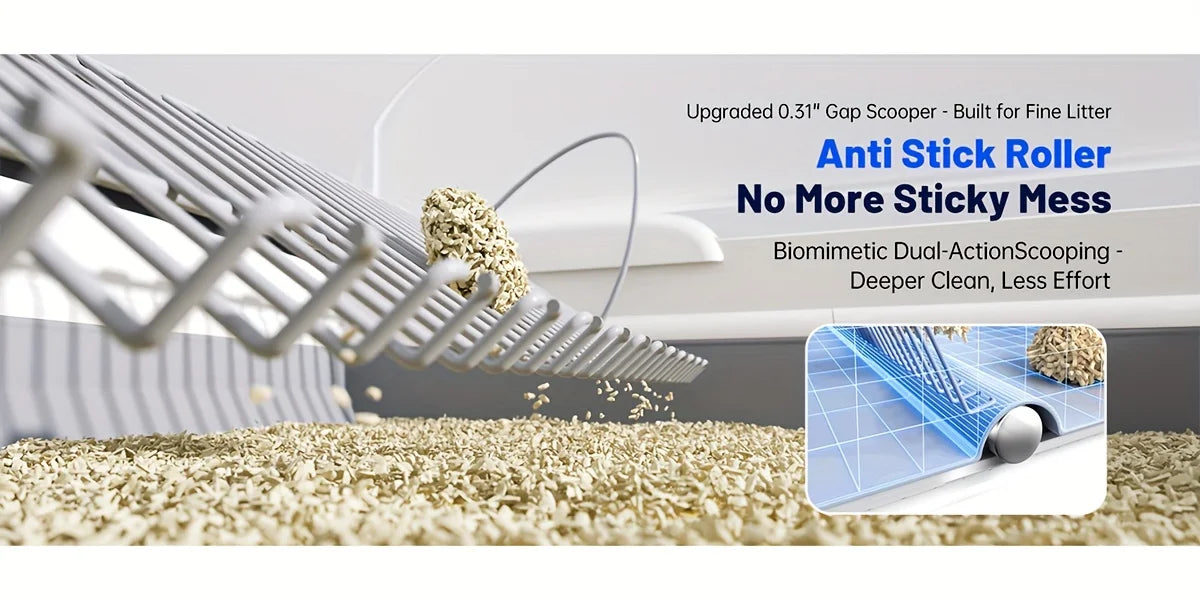 Self Cleaning Automatic Cat Litter Box Robot Open Top Large Capacity App Control Anti Pinch Odor Free Waste System MultiCat Free