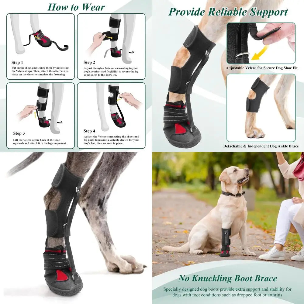 Strap-On Drop Foot Brace (No Knuckling Boot Brace) for Dogs— Corrective Dog Shoes to Safely Lift Toes for Foot Issues, Arthritis