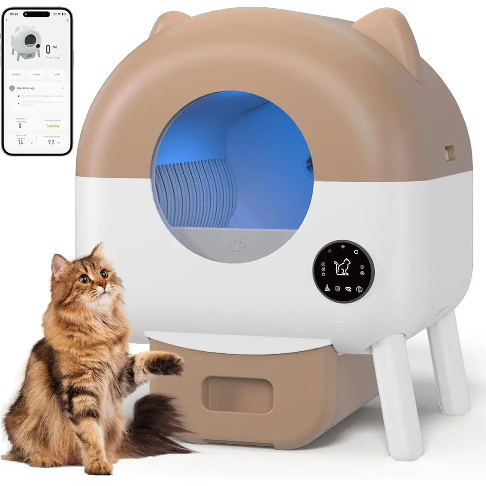 Large-Capacity Smart Litter Box for Multiple Cats, Self-Cleaning, Odor-Controlled, App-Enabled, White