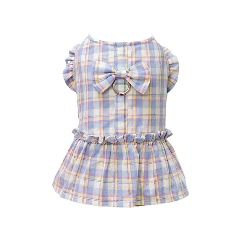 Dog Dress Summer Pet Clothes For Dogs Skirt Plaid Princess Dog Dresses Yorkie Clothes For Dogs Skirts Pet Cat Dress