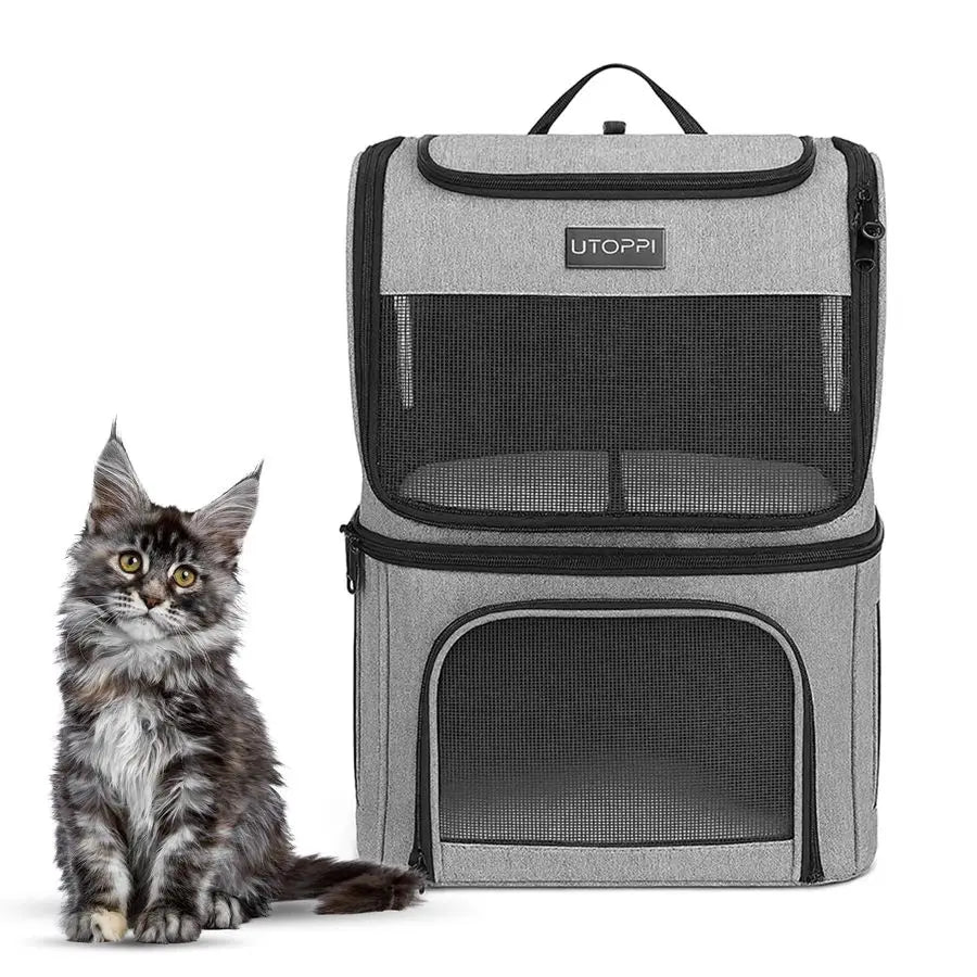 Backpack Carrier for 2 Cats, Kittens or Small Dogs, Foldable amp Breathable Pet Travel Bag, Cat Carrier Soft Sided amp Lightweig