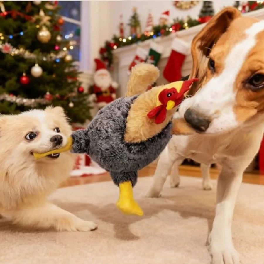 Christmas Squeaky Dog Toy Plush Stuffed Chicken Chew Toy for Small Medium and Large Dogs Cute and Fy Interactive Puppy Toy with