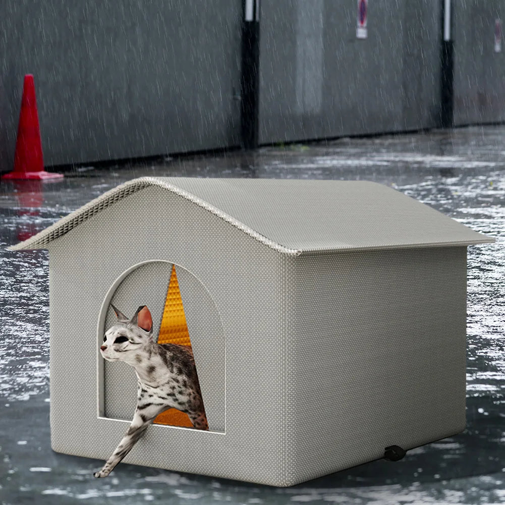 Stray Cat's House Waterproof Outdoor Feral Cats House Enclosed Pet Tent Cold Resistant Pet House Winter Warm for Winter Tent Bed