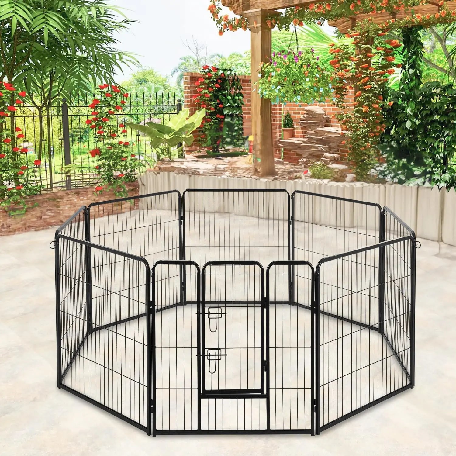 Dog Playpen | 40 Inch, 8 Panels | Heavy Duty Metal Pet Exercise Pen | Indoor Outdoor Fence Panels | Rust-Resistant, Removable