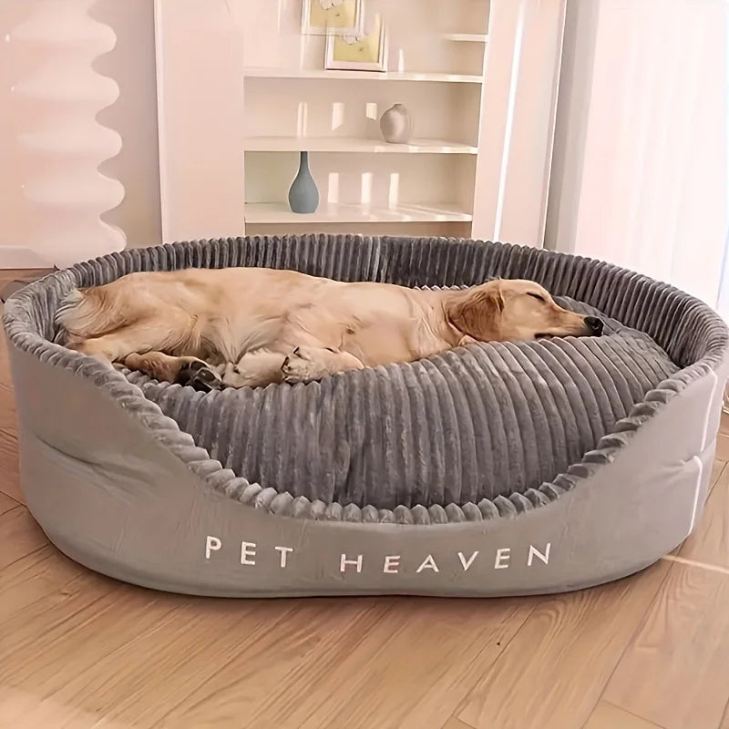 A super sized pet bed that is soft, dirt resistant, non slip, comfortable, suitable for living rooms, outdoor places, and suitab