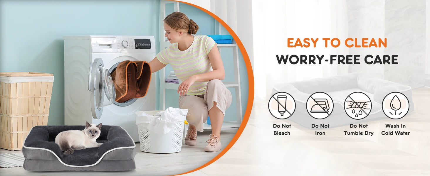 JHK Orthopedic Dog Bed Memory Foam Pet Bed for Small Dogs & Cats with Washable Removable Cover Non-Slip Base Waterproof Liner