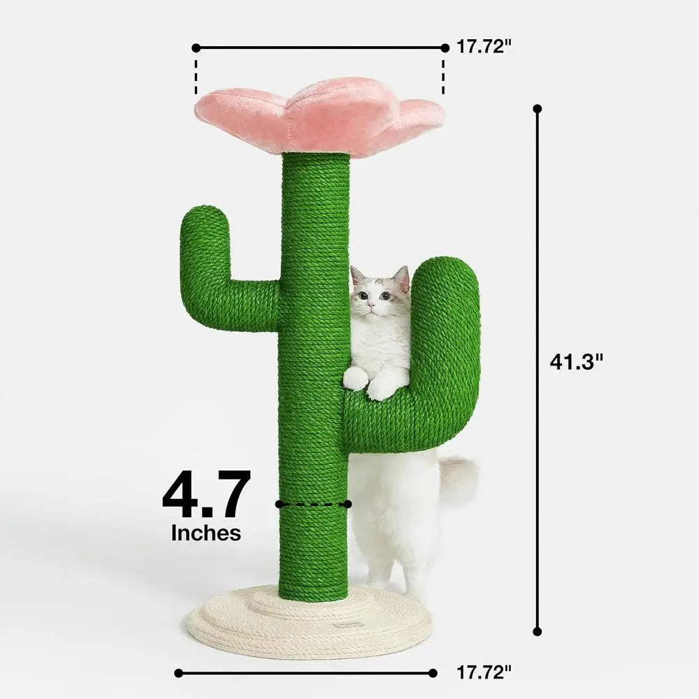 VETRESKA 41.3" Cat Scratching Post with Bed, Tall Cat Scratch Post for Indoor Cats, 2-in-1 Cat Tree Tower, Extra Large Sisal Cat