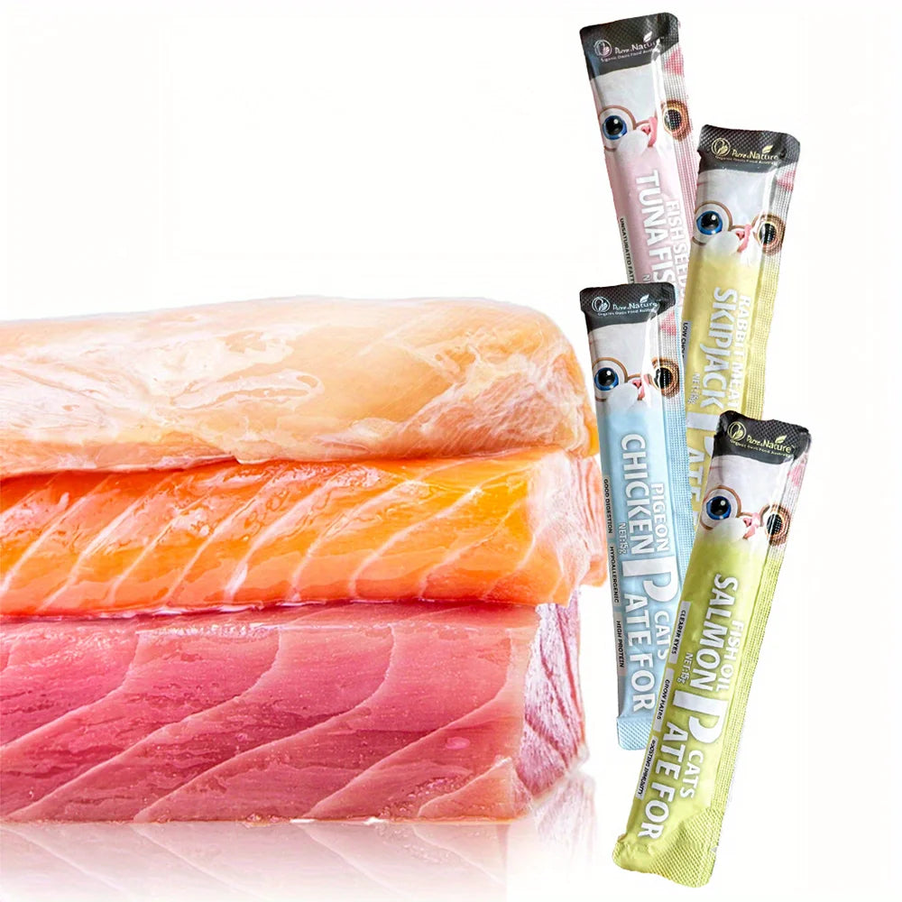 10.58oz(300g) Cat Stick, Chicken Flavor, Skipjack & Rabbit Flavor, Tunna & Fish Seed Flavor, Salmon & Fish Oil Flavor