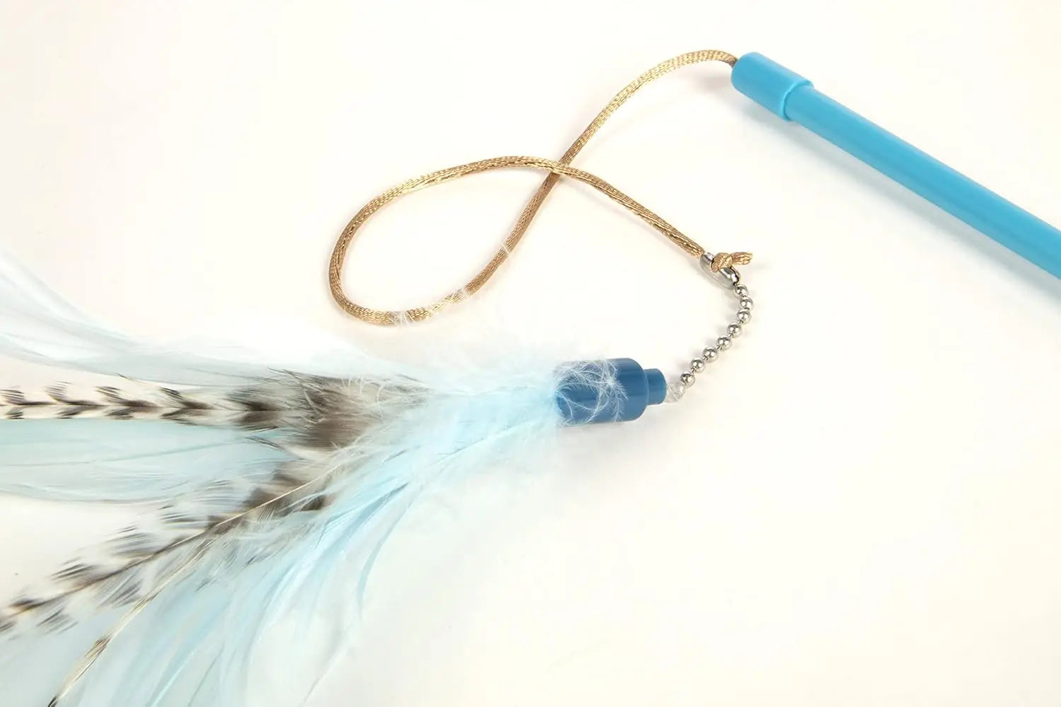 Frisky Flyer Feather Wand Cat Toy, Extendable Up to 24" - Blue, One Size