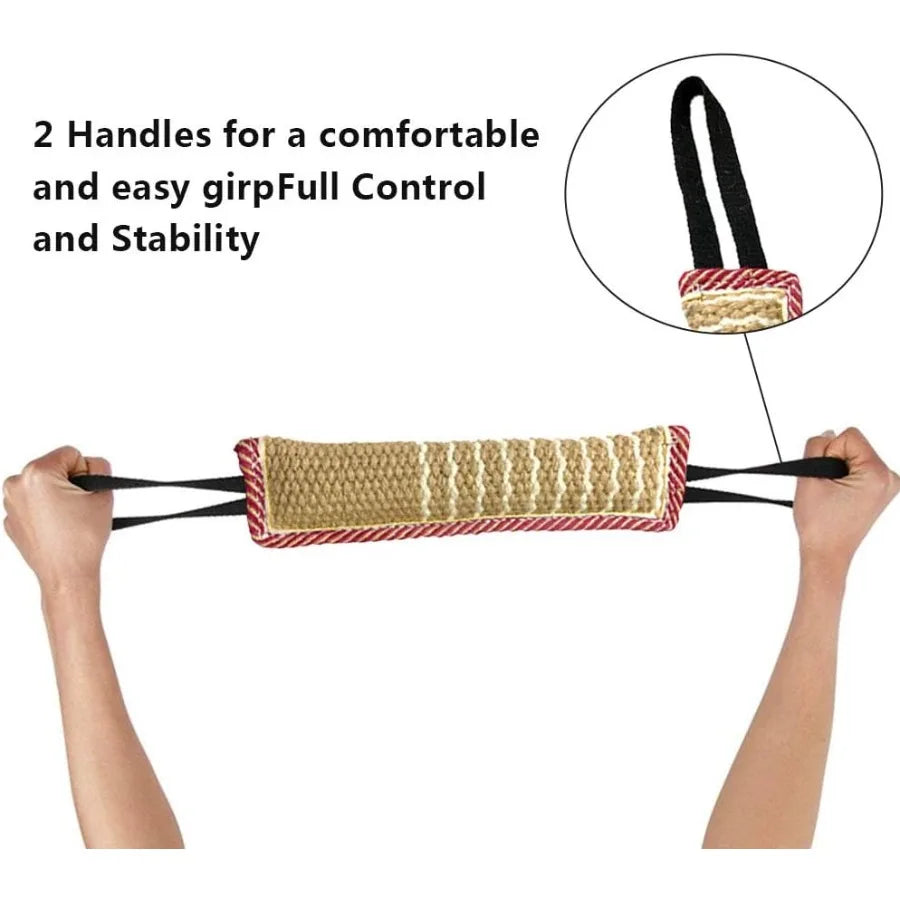 Dog Tug Toy Dog Bite Jute Pillow Pull Toy with 2 Strong Handles Perfect for Tug of War Puppy Training Interactive Play Bite Tra