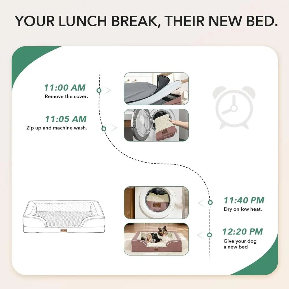 Extra Large Orthopedic Dog Bed, Waterproof Memory Foam, 45x35 Inch, Non-Slip, Washable Cover, Pink