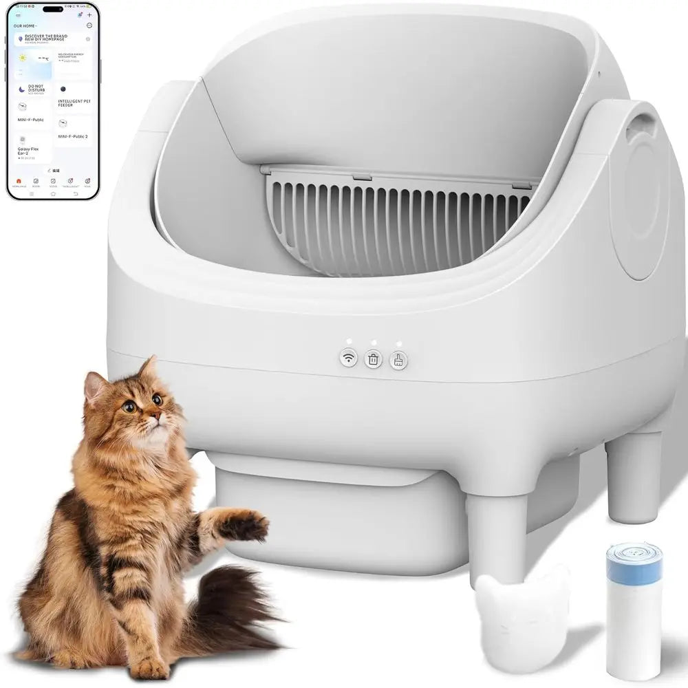 Smart Self-Cleaning Litter Box for Medium Cats & Kittens with App Control, Safety Features, and Wide Entry,Customized