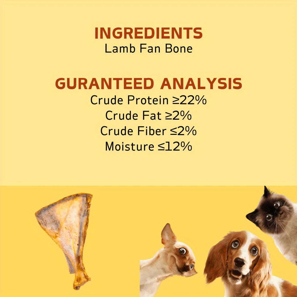 1/2 Pack x 60-90g Lamb Fan Bone, Natural Ingredients, Natural Dog Treats, Healthy, Easily Digestible, Dog Chews Long Lasting