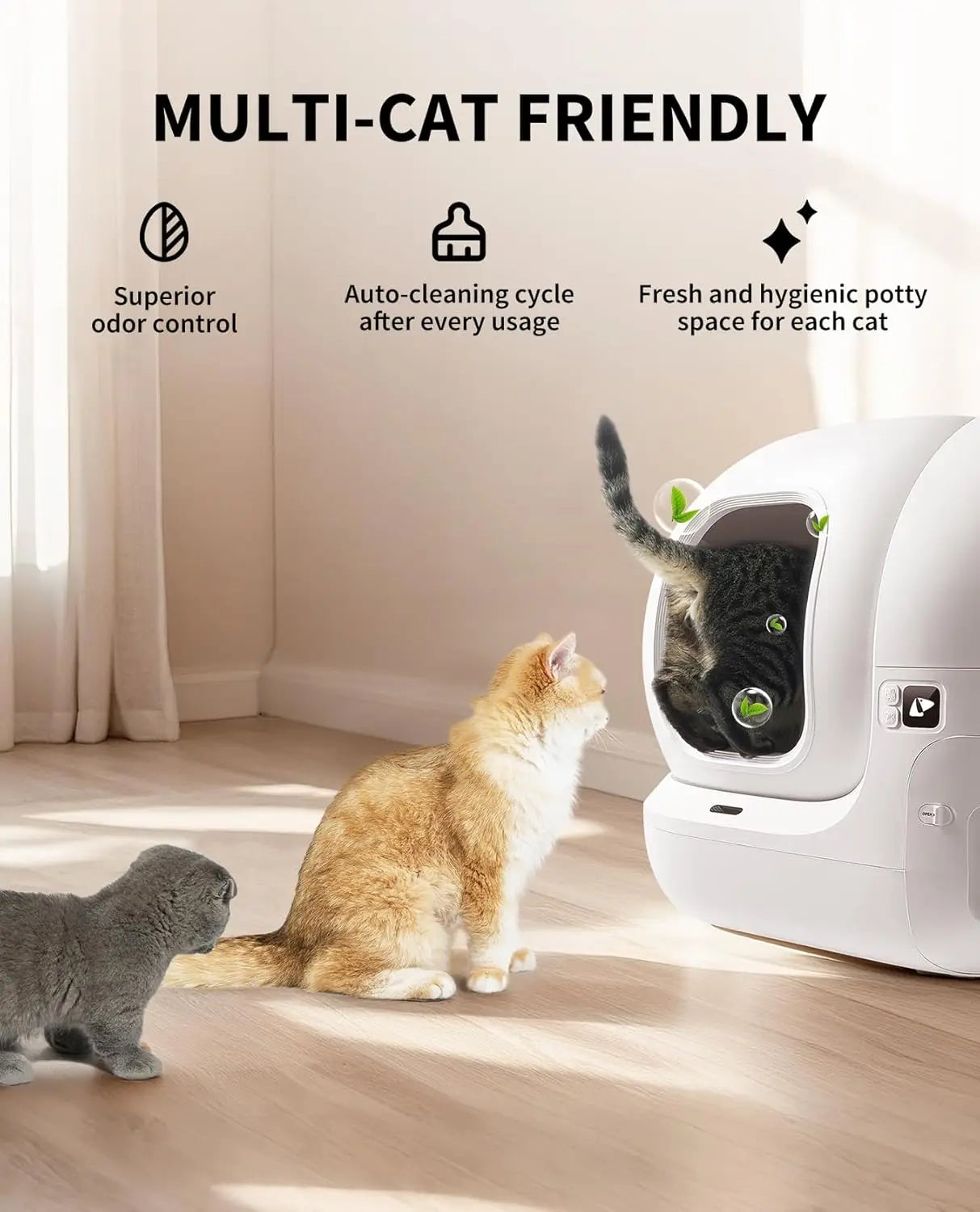 PuraMax 2 Automatic Self-Cleaning Cat Litter Box, App Control Automatic Litter Box with Safety Sensors, Odor Free &, Customized