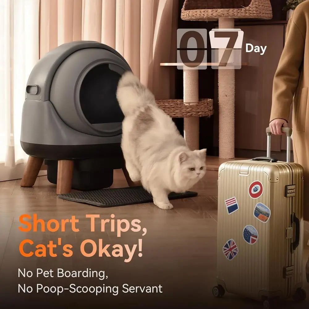 Automatic Self-Cleaning Litter Box for Multiple Cats, Smart Robotic System with App Control and Health Tracking, Includes Trash