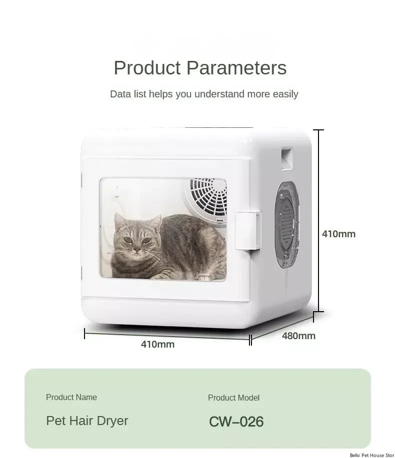 Household Pet Drying Box Pet Water Blower and Hair Dryer Box Pet Dry Room Cat and Dog Dryer Multifunctional Pet Hair Dryer