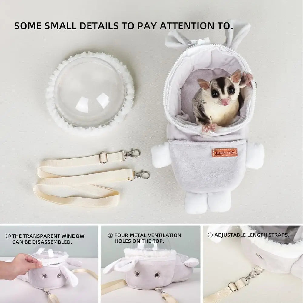 Hamster Carrier Rat Bag Cute Rabbit Shape Small Animal Sugar Glider Travel Pouch Gerbil Hedgehog Portable Travel Carrier Outdoor