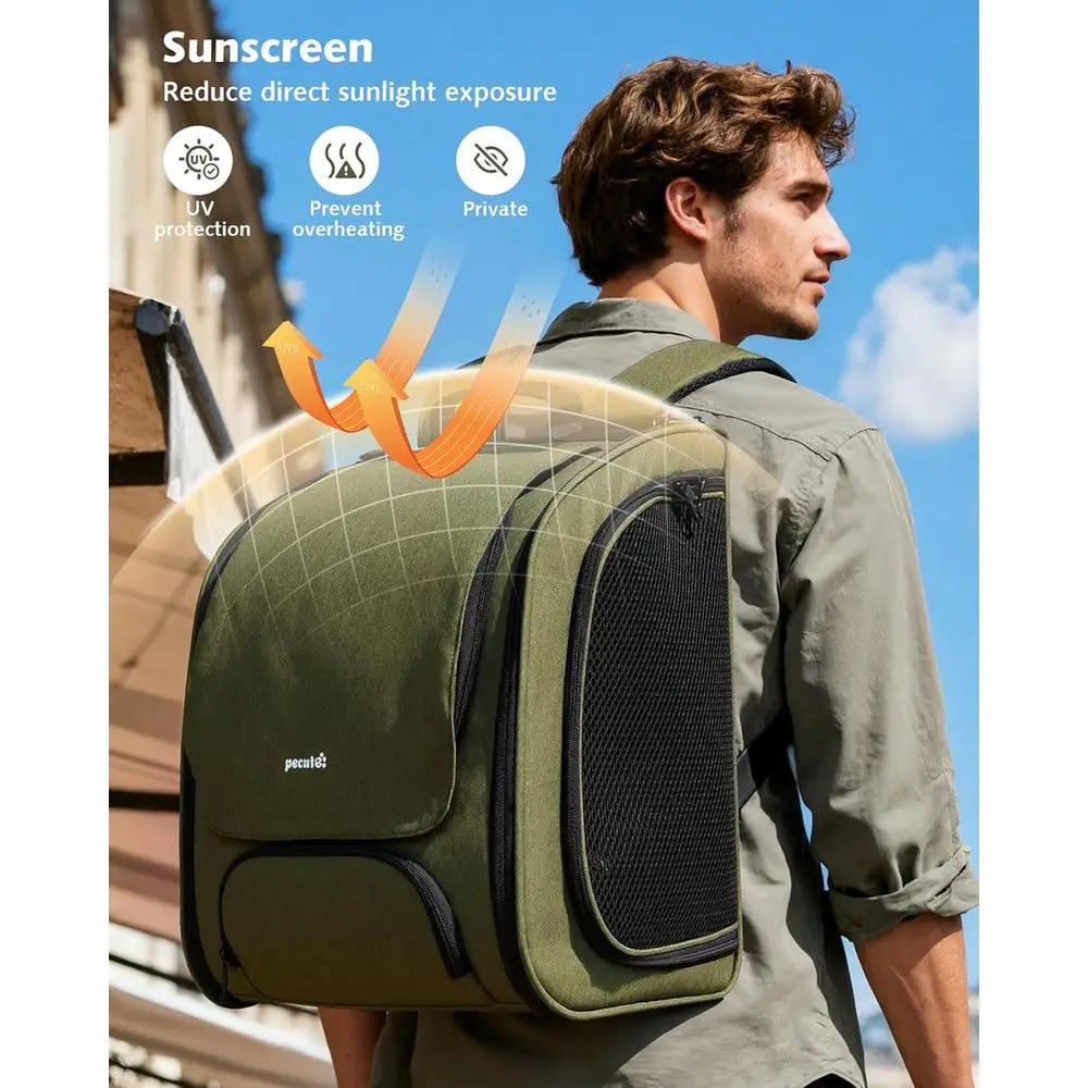 Expandable Large Breathable Cat Bubble Backpack Carrier, Ideal for Travel, Hiking, Shopping, and Vet Visits, Green