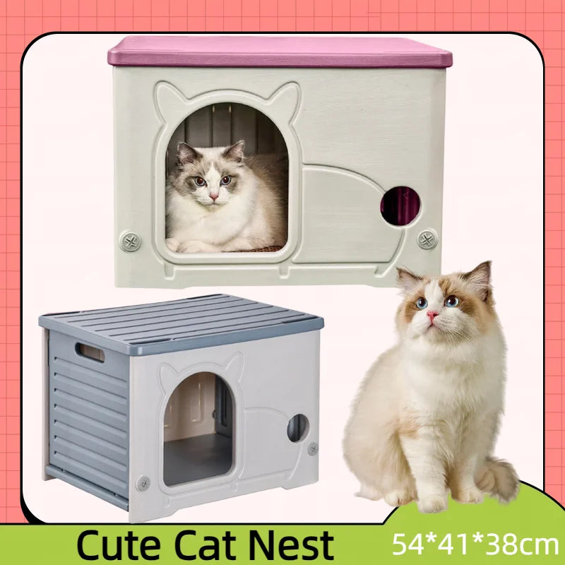 Stray Cat House Outdoor Rainproof Shelter Winter Warm Cozy Pet Cave Sleeping Beds Foldable Washable for Small Pets Supplies