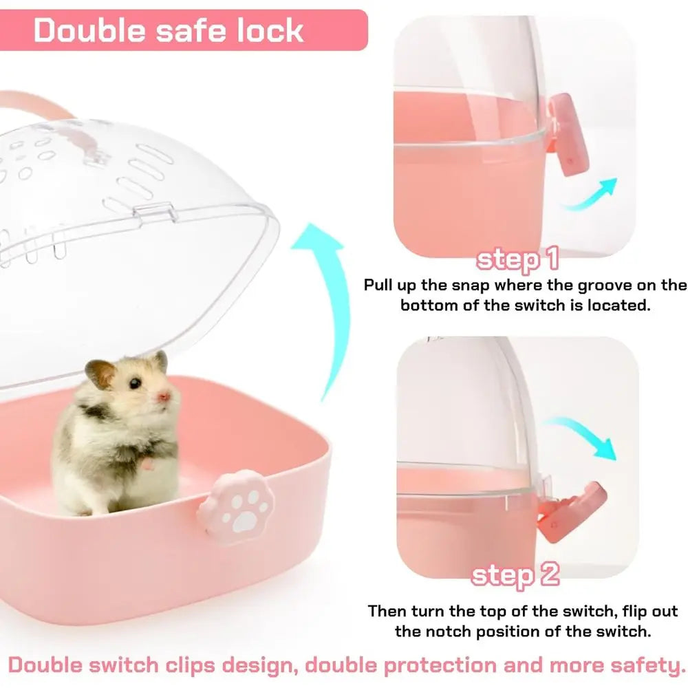 Hamster Carrier Cage, Portable Small Animal Carrier Cage with Water Bottle, Guinea Pig Outgoing Cage Hamster Travel Carry Case f