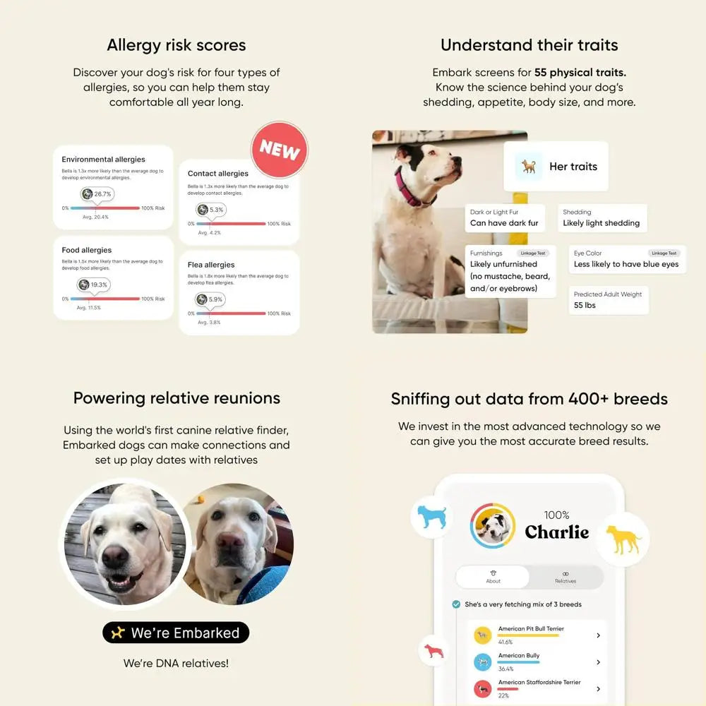 Embark Breed & Health Kit - Dog DNA Testing Kit - Discover Breed, Ancestry, Relative Finder, Genetic Health, Traits, Allergy Ris