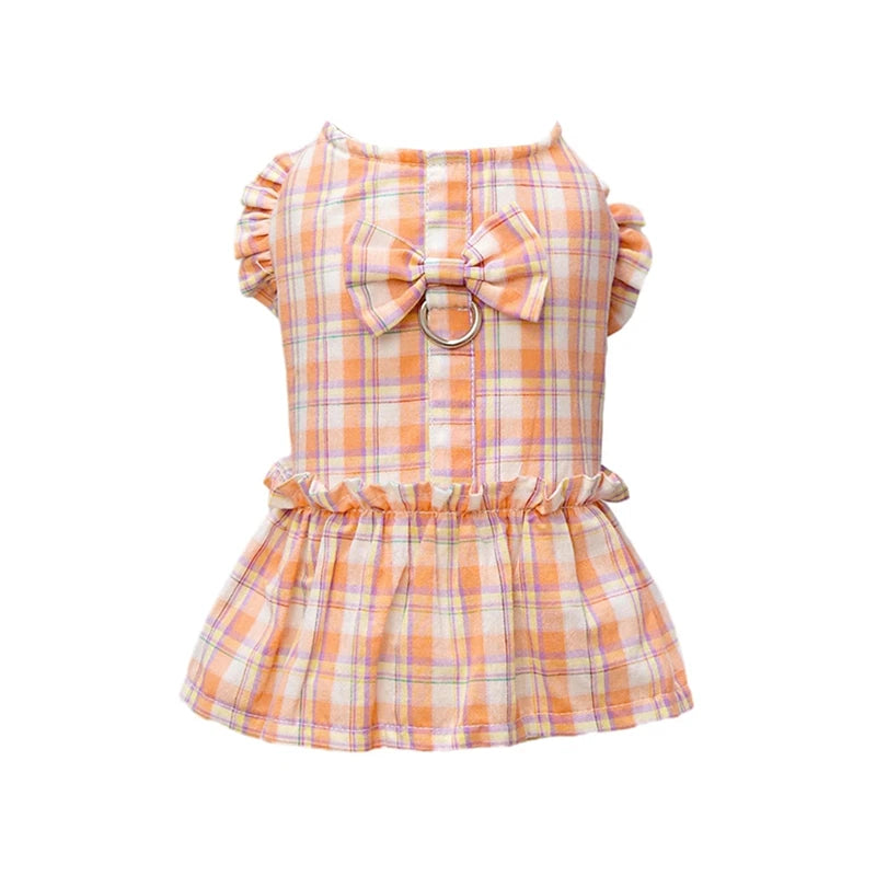Dog Dress Summer Pet Clothes For Dogs Skirt Plaid Princess Dog Dresses Yorkie Clothes For Dogs Skirts Pet Cat Dress