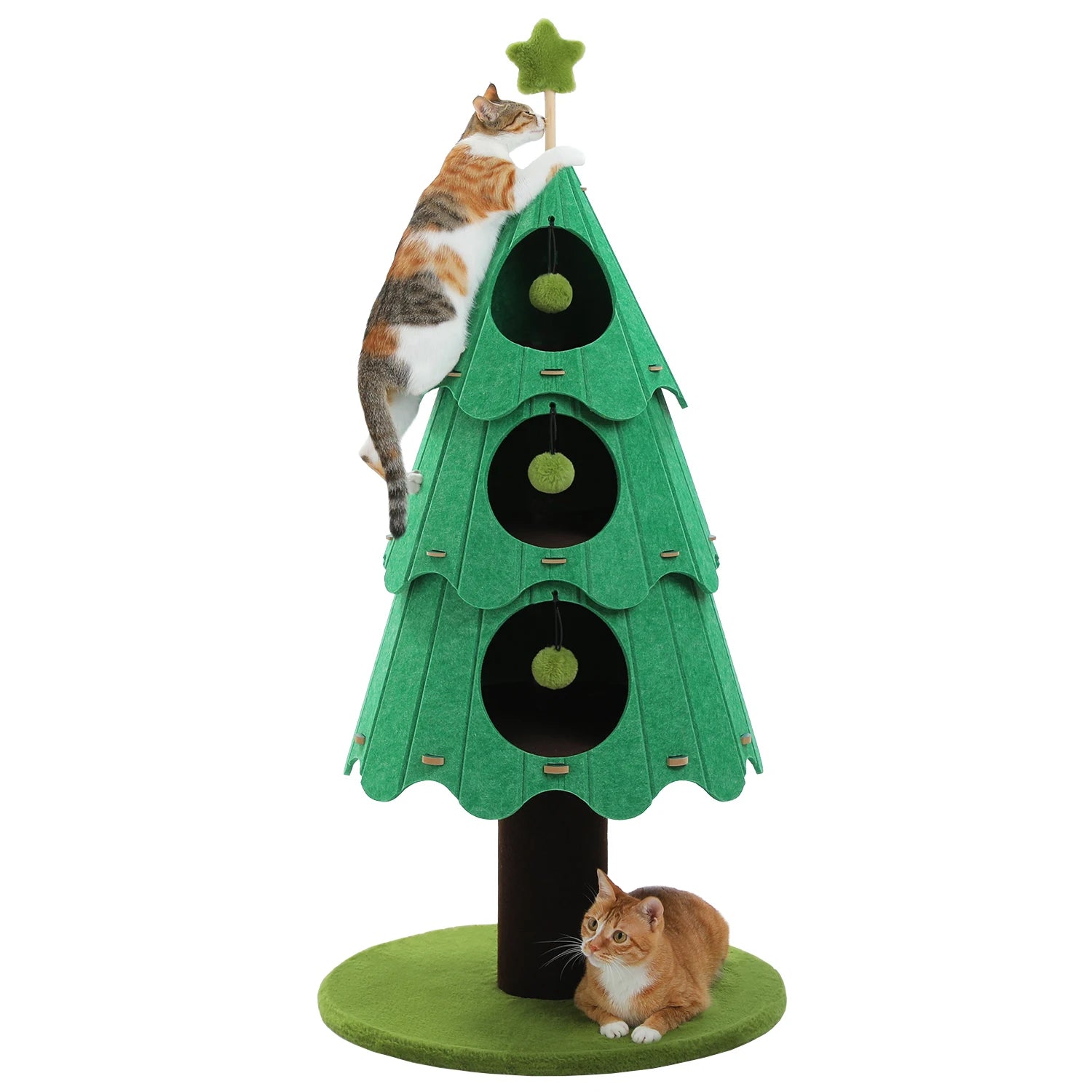 Christmas Cat Tree for Indoor Cats Cute Cat Tower with Cozy Condos Multi-Cat Climbing Furniture Large Cat Bed House Cat Toys