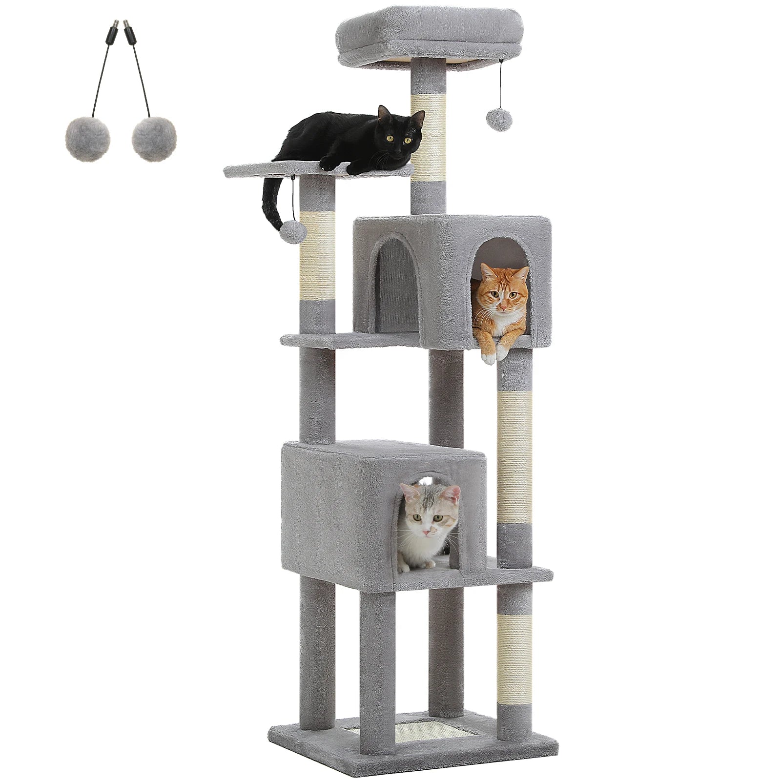 Multi-Level Cat Tree for Indoor Large Cat Tower with 2 Spacious Condos Scratching Posts Scratching Pad Cat Accessories Cat Toys