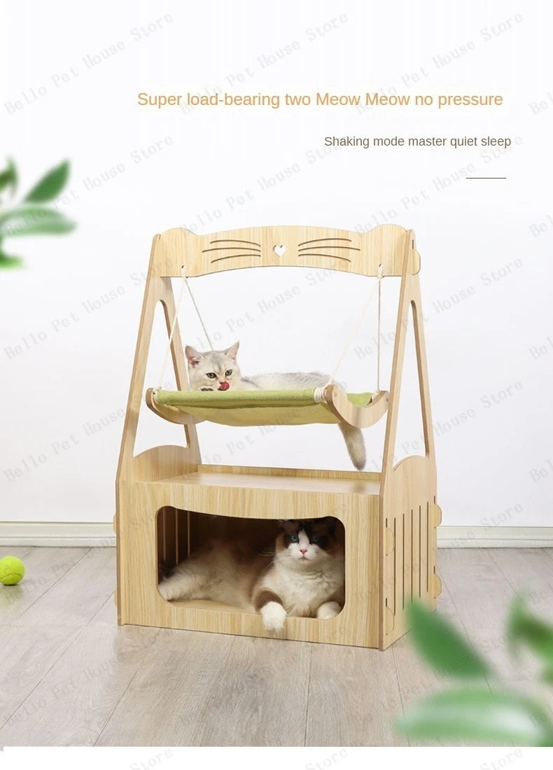 Multifunctional Luxury Cat Villa Double-story Pet House Four-season Universal Cat Nest Cat Hammock Pet Toys Pet Supplies