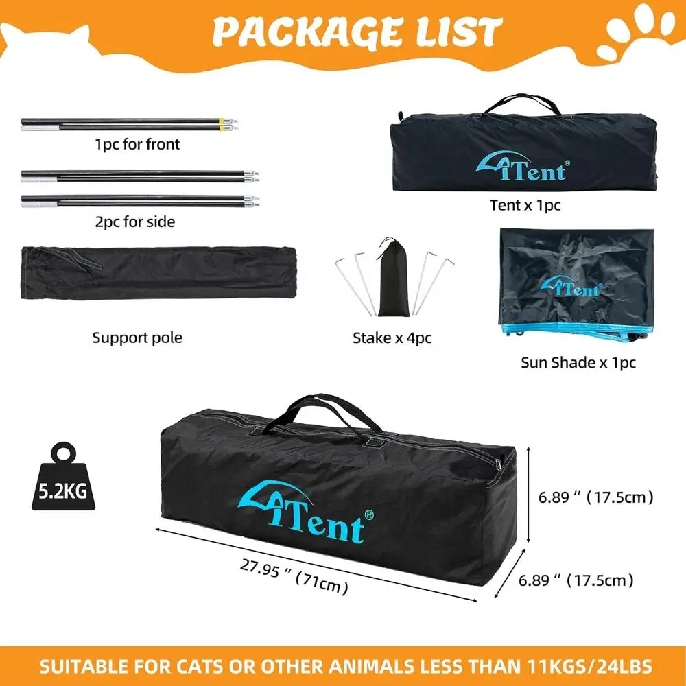 Large Catio Outdoor Cat Enclosure,2 Tier Pop Up Cat Tent, Spacious, Sturdy Outdoor Catio,Portable and Foldable Playpen Play Tent