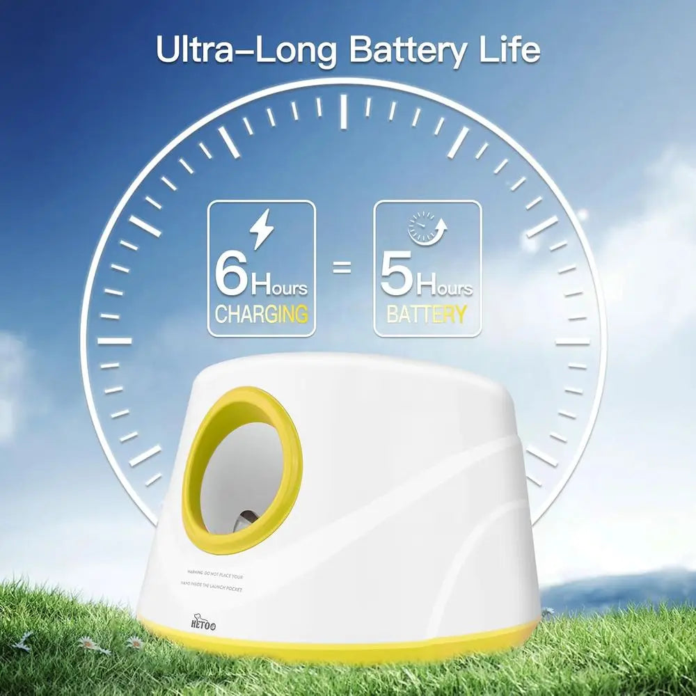 Automatic Tennis Ball Launcher for Dogs - 6-Ball Interactive Toy, Ideal for Small/Medium Breeds, Yellow